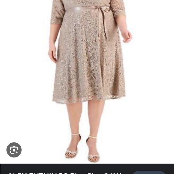 Alex Evenings Gold Size 22w Midi Length Fit and Flare - Picture 2 of 8